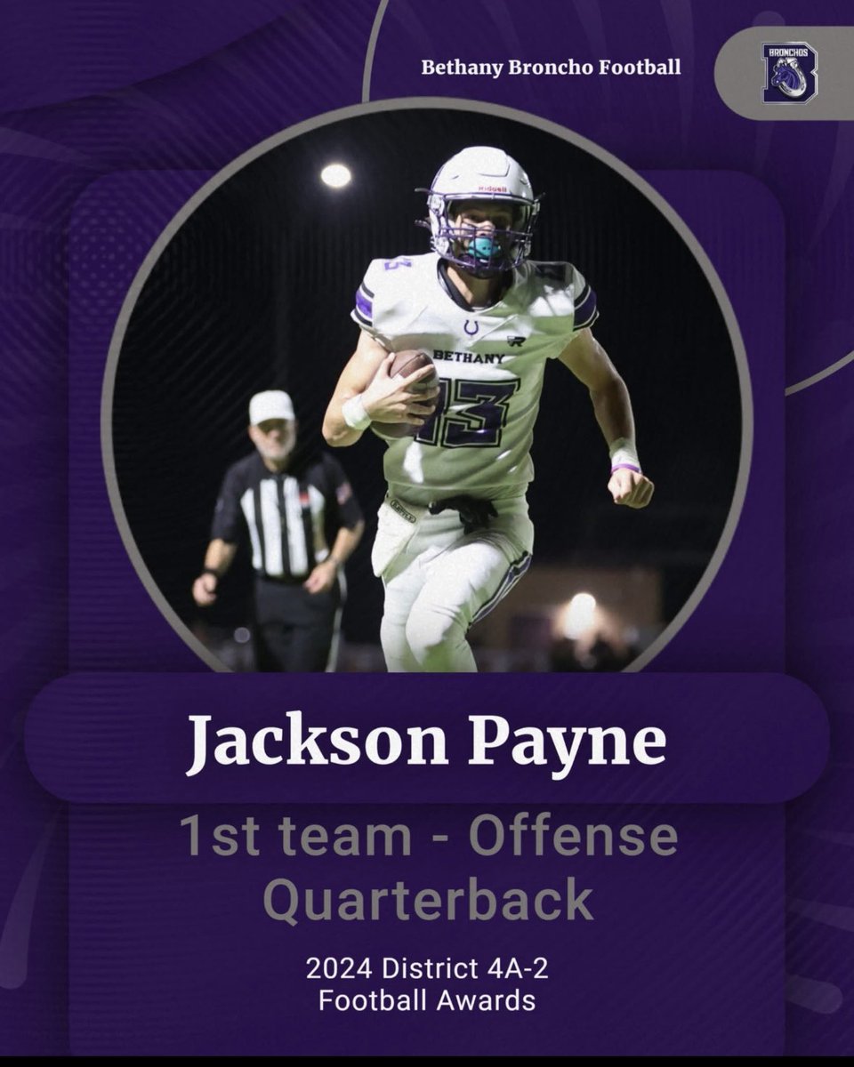 Jackson Payne (@jackie13payne) on Twitter photo Blessed to receive first team all district! Couldn’t do it without my brothers 💜🙏
<a href="/bronchoftball/">Bethany Football</a> <a href="/TheRyleyClaborn/">Ryley Claborn</a> Blessed to receive first team all district! Couldn’t do it without my brothers 💜🙏
<a href="/bronchoftball/">Bethany Football</a> <a href="/TheRyleyClaborn/">Ryley Claborn</a>