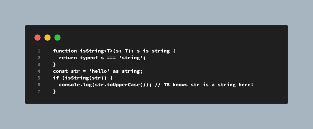i_amrrs's tweet image. Did you know about Type Guards in TypeScript? You can use them to narrow down types of a value!
Example:
#TypeScriptTricks #TypeGuards #NarrowingTypes #TsDevelopmentTips #SoftwareEngineering #ProgrammingLanguages #TypeScriptTutorials #JavaScriptSubsets #TsFeatures #DevCommunity