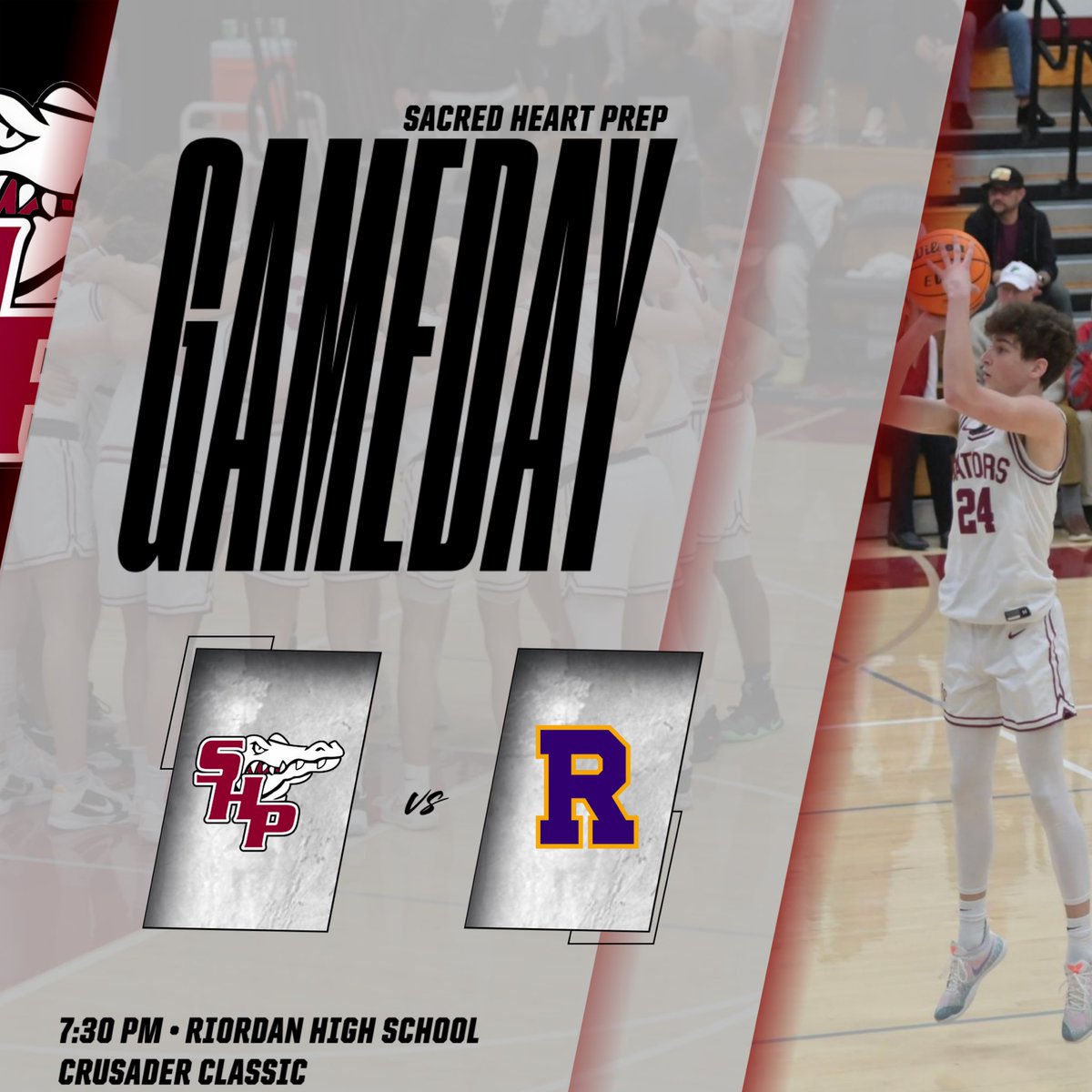 SHPAthletics's tweet photo. 🚨GAMEDAY🚨 

🏀 Crusader Classic 
🆚 @RiordanSports 
📍 Riordan HS
⏰ 7:30 PM https://t.co/CnI2WVxqDl