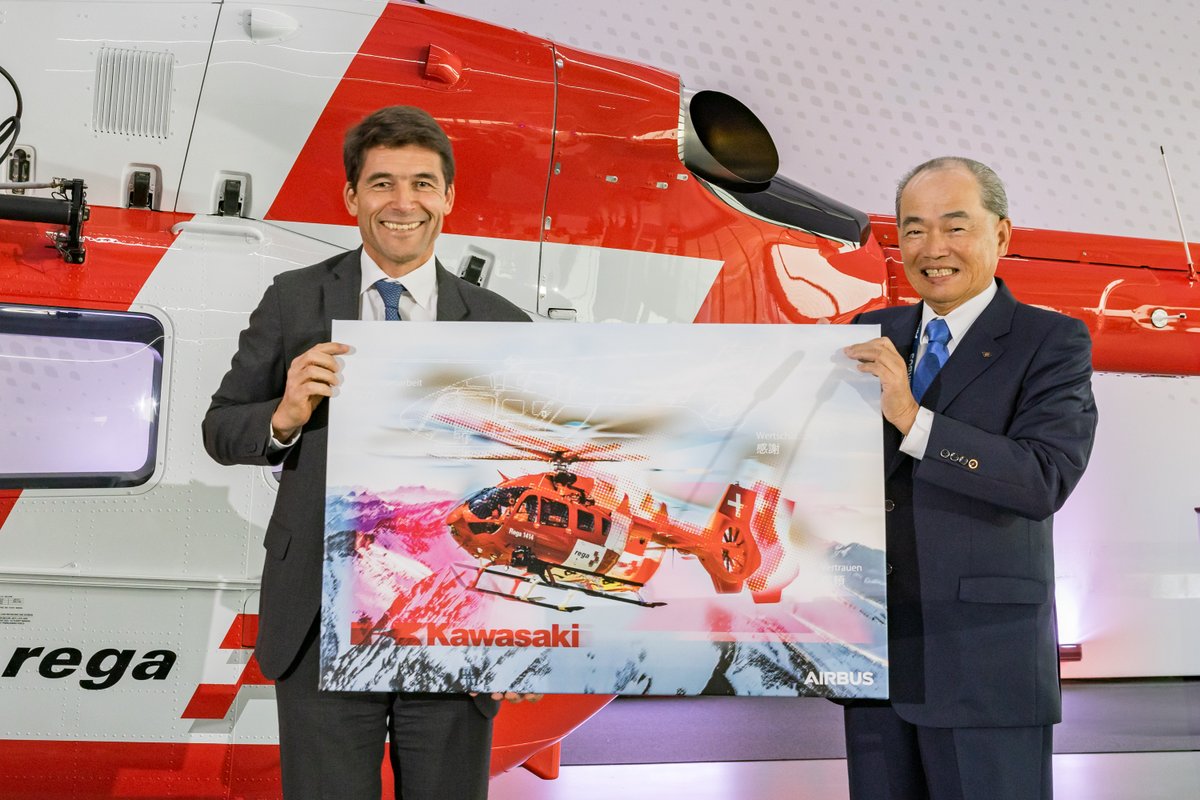 BrunoEven's tweet image. We are proud and honoured to have delivered the 2000th helicopter of the #H145 family. That's 2,000 helicopters produced in collaboration with Kawasaki Heavy Industries 🇯🇵.
Thank you for being our trusted partner in this helicopter programme for almost 50 years.