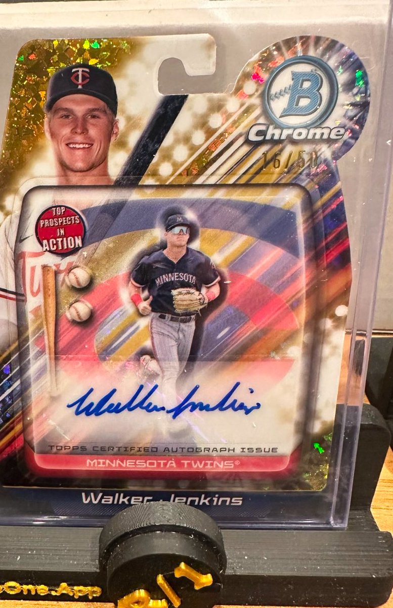 nackstars's tweet photo. Great day yesterday for 2024 bowman draft thanks to @BDKleinman & the @TheUnionBreaks @CoolCardBro @GrandSalamiSC @Razzle11Grinds @PatsPulls @Topps @Twins look at this prospects in action gold /50 auto of Walker Jenkins so cool & such a great signature! Thanks Brett #whywecollect https://t.co/XXVT3C8Qok