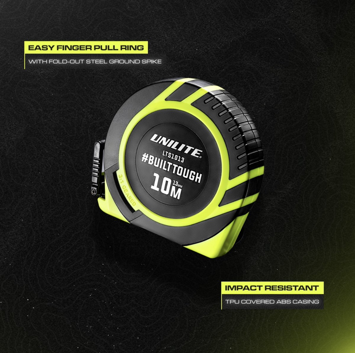 Uniliteuk's tweet image. The Unilite LTS1013 brings unmatched durability and precision to your toolkit🔥With a 10m/33ft double-sided nylon-coated blade and a smooth 3:1 geared rewind🙌🏽 #Builttough

 #Unilite #ToolsForPros #BuiltTough #tradies #tradespeople #uniliteuk #tapemeasure