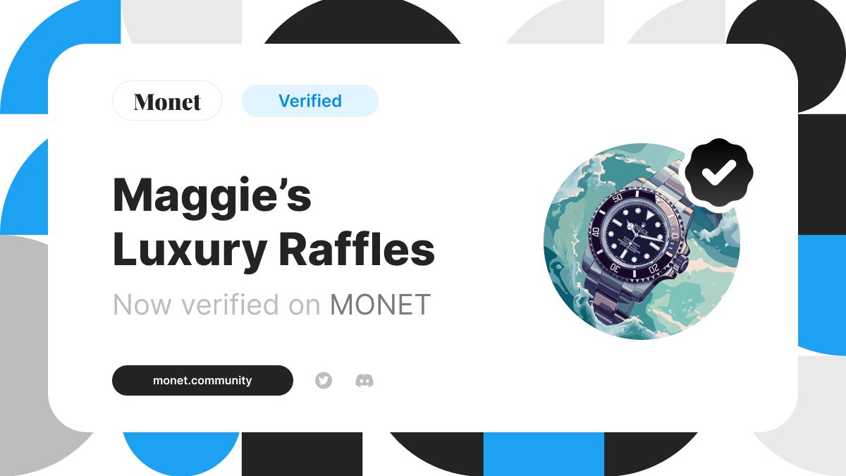 Welcome <a href="/maggieman_sol/">maggie.sol</a> 

Maggie's Luxury Raffles is now verified on Monet

Stay tuned for some juicy IRL raffles soon!

monet.community/p/maggieman