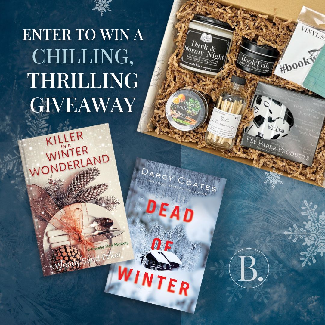 One lucky winner will receive candles, tea, a mug, and more from Fly Paper Products, PLUS  two books that bring the chills and thrills to this holiday season: KILLER IN A WINTER WONDERLAND by Wendy Sand Eckel and DEAD OF WINTER by Darcy Coates.