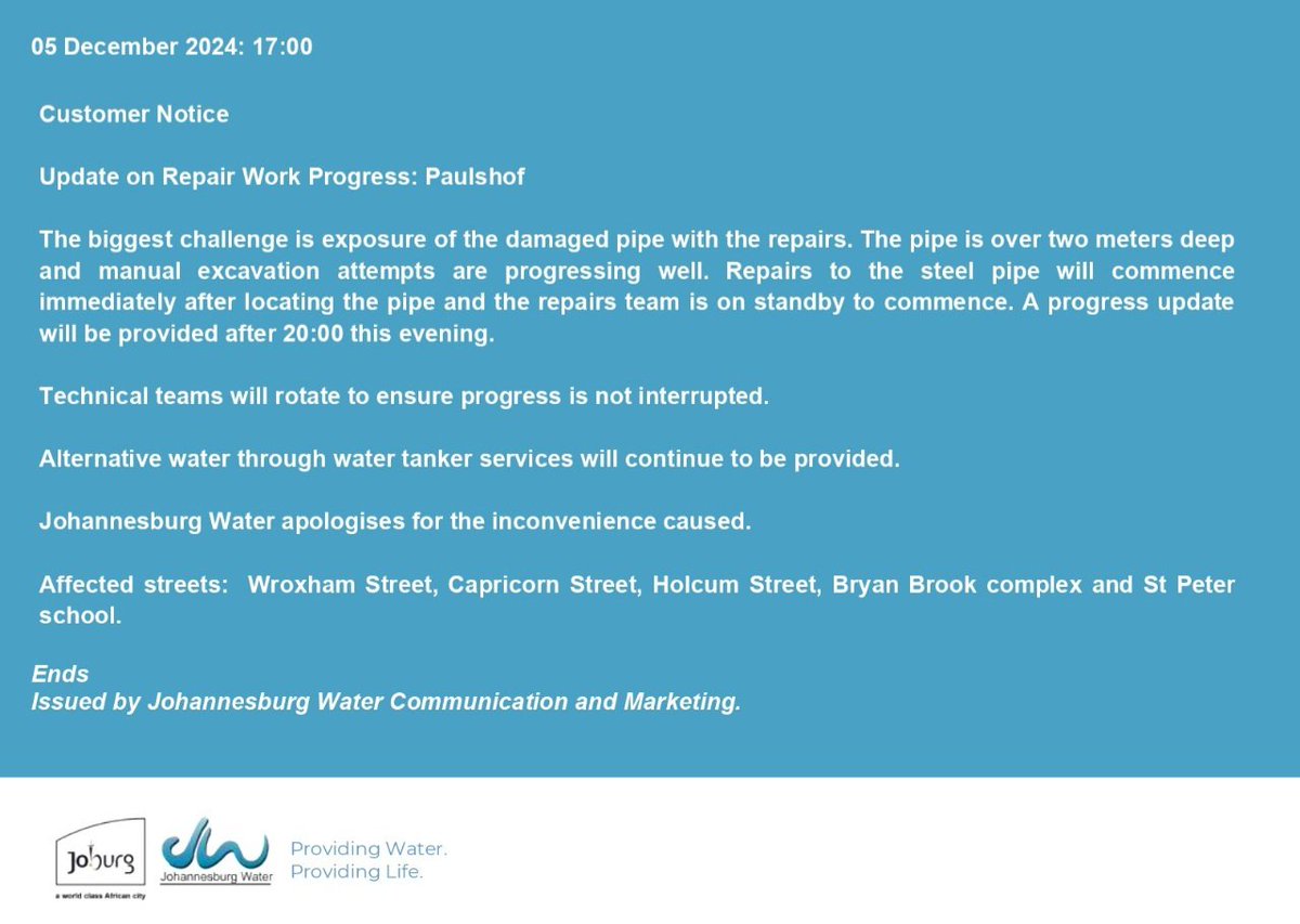 Johannesburg Water tweet media