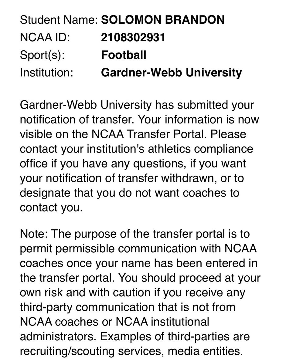 Blessed for my time at Gardner-Webb.. Officially in the Portal!