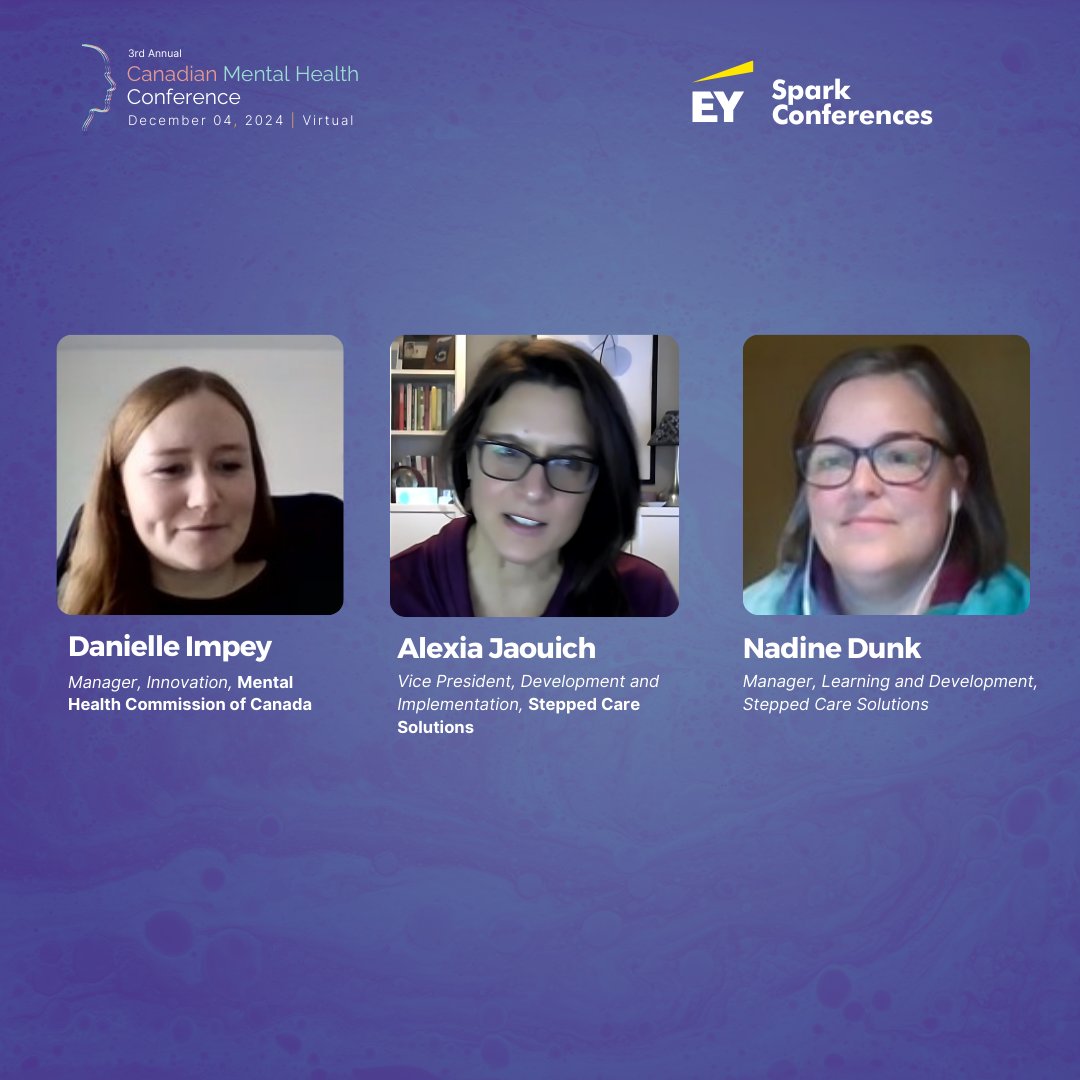 SparkConfer's tweet image. Yesterday, Danielle Impey, Alexia Jaouich, and Nadine Dunk highlighted how Stepped Care 2.0© (SC2.0) is revolutionizing mental health and substance use care across Canada and beyond. 

#MentalHealthInnovation #SteppedCare #SystemTransformation #CanadianMentalHealthConference