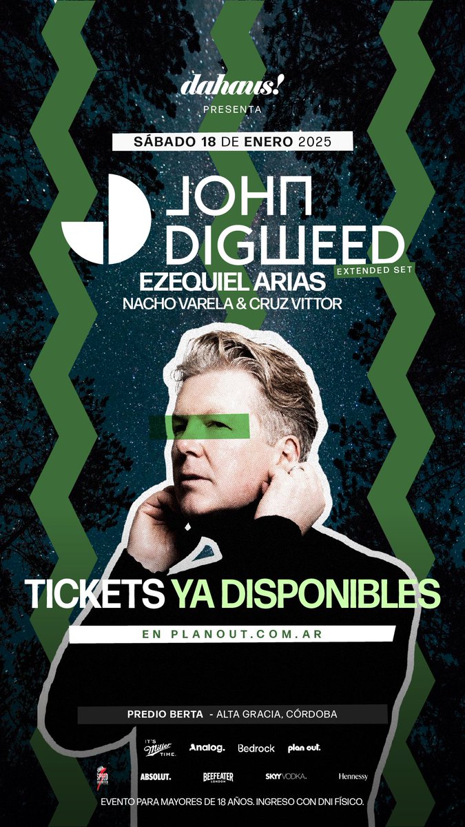 Dahaus❕ (@dahausprod) on Twitter photo TICKETS YA DISPONIBLES
planout.com.ar
SÁBADO 18 ENERO
<a href="/DJJohnDigweed/">John Digweed</a>
<a href="/ezeqariasmusic/">Ezequiel Arias</a>
nachovarelacruzvittor
DAHAUS at Predio Berta, Alta Gracia. TICKETS YA DISPONIBLES
planout.com.ar
SÁBADO 18 ENERO
<a href="/DJJohnDigweed/">John Digweed</a>
<a href="/ezeqariasmusic/">Ezequiel Arias</a>
nachovarelacruzvittor
DAHAUS at Predio Berta, Alta Gracia.