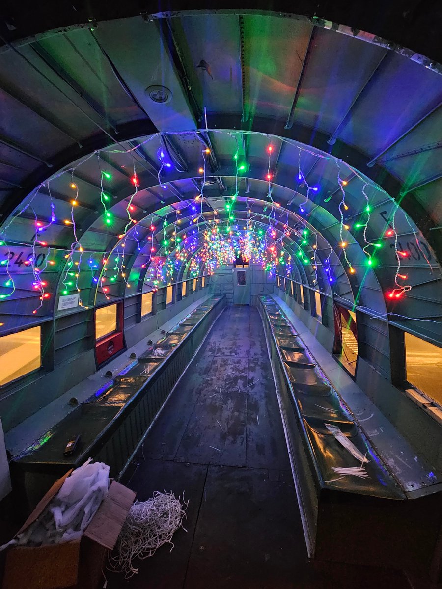 ALL LIT UP...
The inside of the Dakota has been prepped by two of the elves (Jas and Graham) ready for Santa Airlines, which takes off on December 14th. 
yorkshireairmuseum.org/xmas for more info and a link to the tickets page.