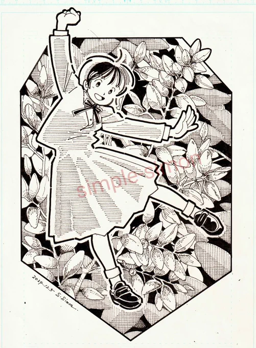 本日の1枚
「ナンテン2」
ナンテンの実は以前描きましたが、これは花…というかつぼみですね。 