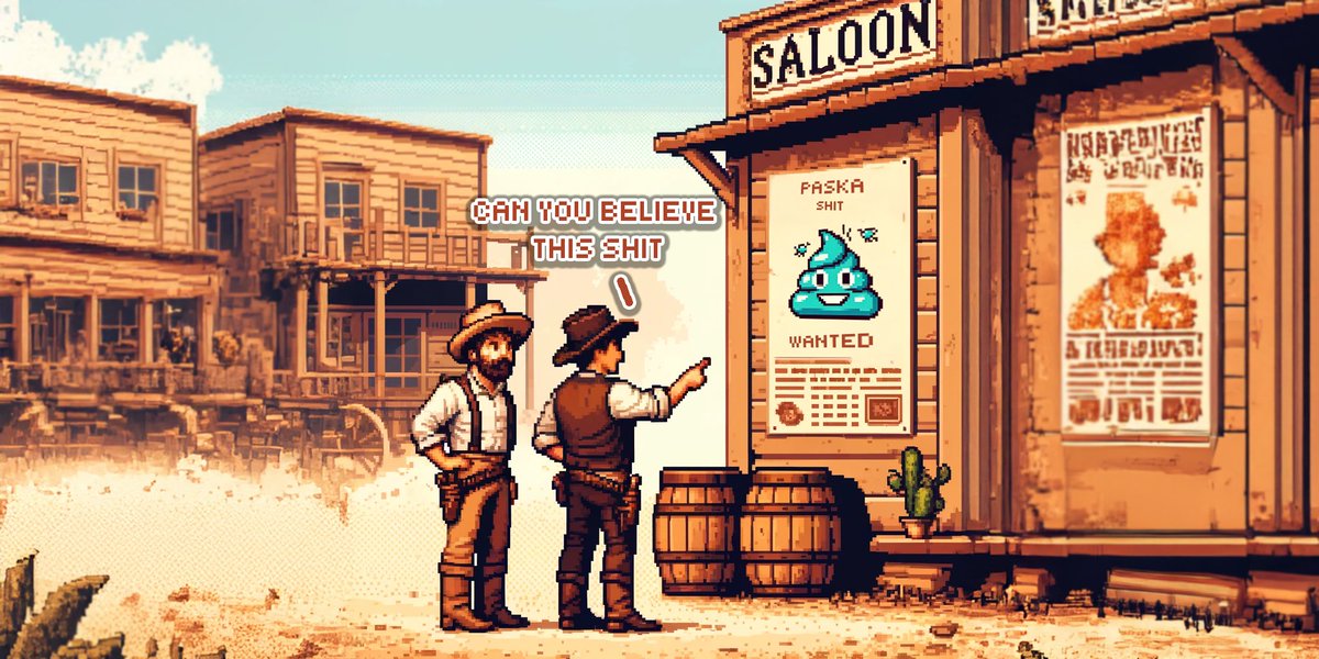 PaskaCurrency's tweet image. 🚨 WANTED 🚨
The most infamous pile on the #Kaspa blockDAG 💩

"Can you believe this SHIT?" - Some cowboy, probably.

The bounty? Endless laughs and a dash of absurdity. Get your $SHIT together and join the hunt 😂🔥

#Paska #memecoin #crypto #meme