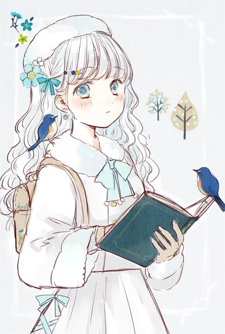 ルリビタキと一緒 なラフ#イラスト#創作 