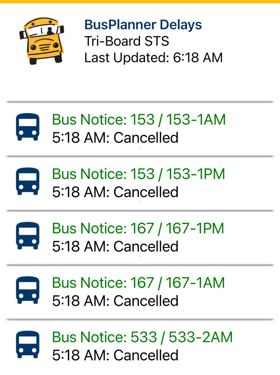OPS Community: Some bus cancellations for OPS Thurs. Dec. 5th. Please check Triboard website for full list of cancellations.