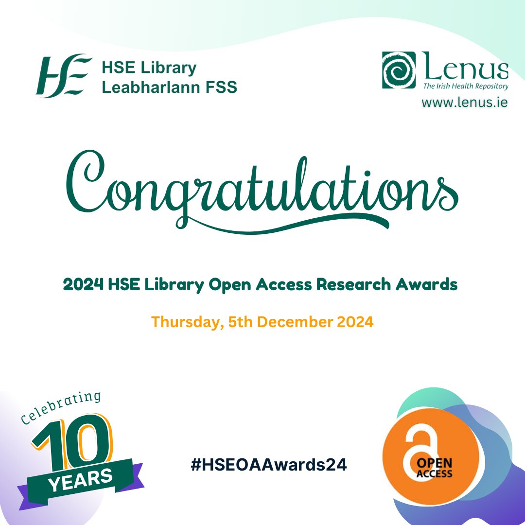 hselibrary's tweet photo. Another fantastic year at the #HSEOAAwards24! ๐ Huge thanks to all entrants & attendees this morning. Congratulations to our winners for their outstanding research! Special thanks to @JdaDrennan for judging & Dr Colm Henry for announcing the winners! ๐ #hseresearch #OpenAccess https://t.co/adbDAnpT10