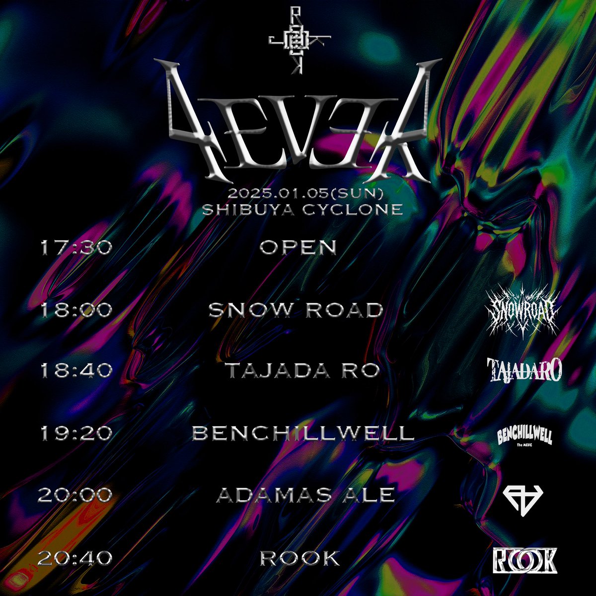 AdamasAle_JP's tweet photo. 📢ANNOUNCE📢
2025.1.5(日) at.渋谷CYCLONE
【ROOK pre."4ever"】出演決定！🔥

⇩チケット予約はコチラ！⇩
https://t.co/ynRLsDJf3u https://t.co/gFamtDtorQ