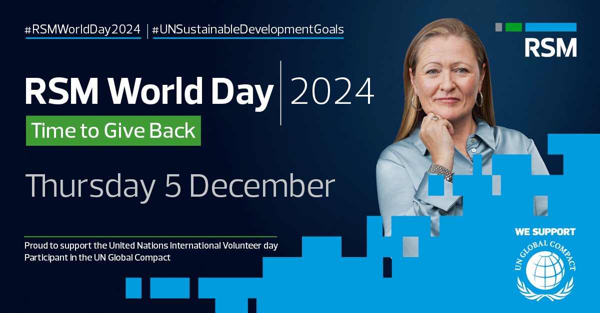 RSM_Global's tweet photo. 🌍 𝐇𝐚𝐩𝐩𝐲 𝐑𝐒𝐌 𝐖𝐨𝐫𝐥𝐝 𝐃𝐚𝐲 2024! 

This year, our theme is ‘Time to Give Back’. With 64,000 people across 120 countries, we have the power to inspire change and transform communities.  

#TimeToGiveBack #RSMWorldDay ##UNSustainableDevelopmentGoals https://t.co/RbsFZuSiho