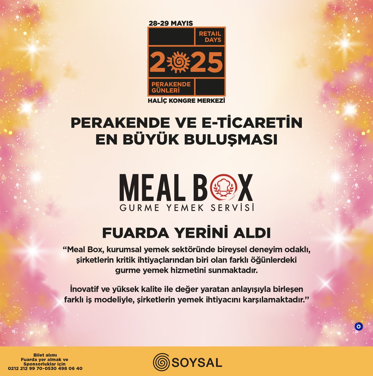 PG25 FUAR: MEAL BOX Gurme Yemek Servisi Yerini Aldı #perakendegünleri #soysal #burasıperakendegünleri #retaildays #retaildaysistanbul #PG25 <a href="/MealBoxTR/">Meal Box</a>