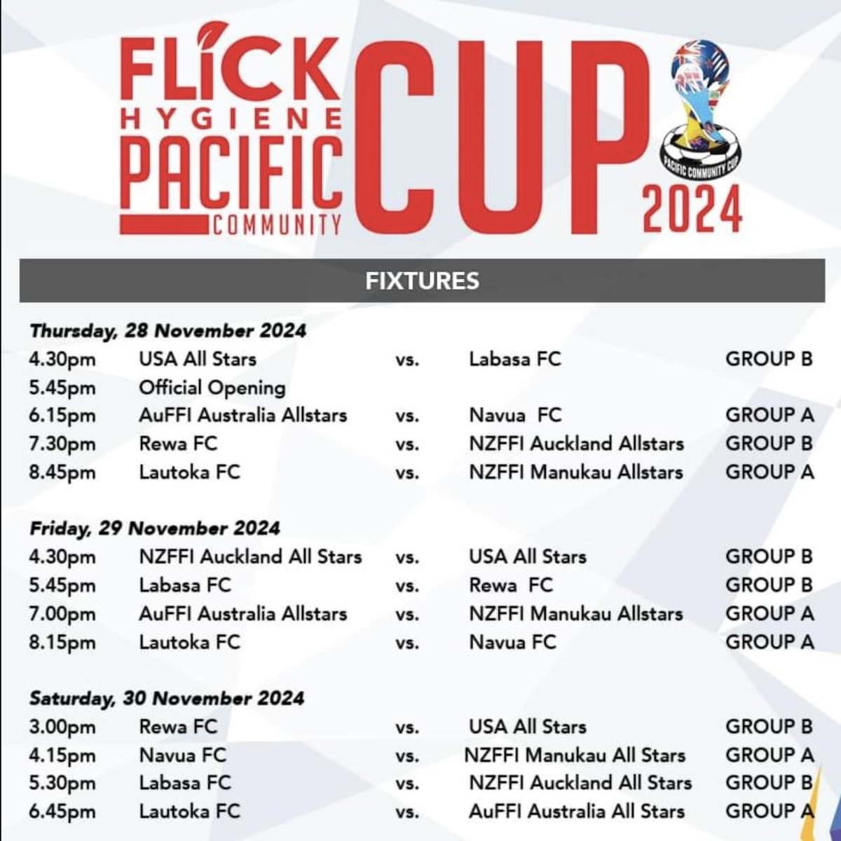 so_kataoka_'s tweet photo. フィジーで行われたFlick Hygiene Pacific Community Cupという大会に、AuFFI Australia All Starsの一員として参加してきました!
このような機会をいただけたことと新たな仲間との出会いに感謝します!
🇫🇯
#FlickHygiene #PacificCommunityCup2024
#AuFFIAllStars #AuFFI
#Fijifootball #Fiji https://t.co/U9Wir7ci0F