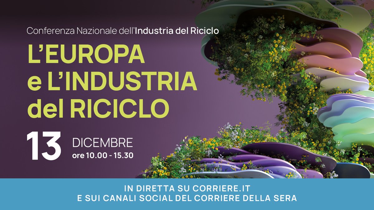 CircularNetwork's tweet photo. 📅 ♻️  Il 13 dicembre torna 𝗹𝗮 𝗖𝗼𝗻𝗳𝗲𝗿𝗲𝗻𝘇𝗮 𝗡𝗮𝘇𝗶𝗼𝗻𝗮𝗹𝗲 𝗱𝗲𝗹𝗹’𝗜𝗻𝗱𝘂𝘀𝘁𝗿𝗶𝗮 𝗱𝗲𝗹 𝗥𝗶𝗰𝗶𝗰𝗹𝗼

🔜 https://t.co/6koyzDCniG https://t.co/uOufTyI4NV