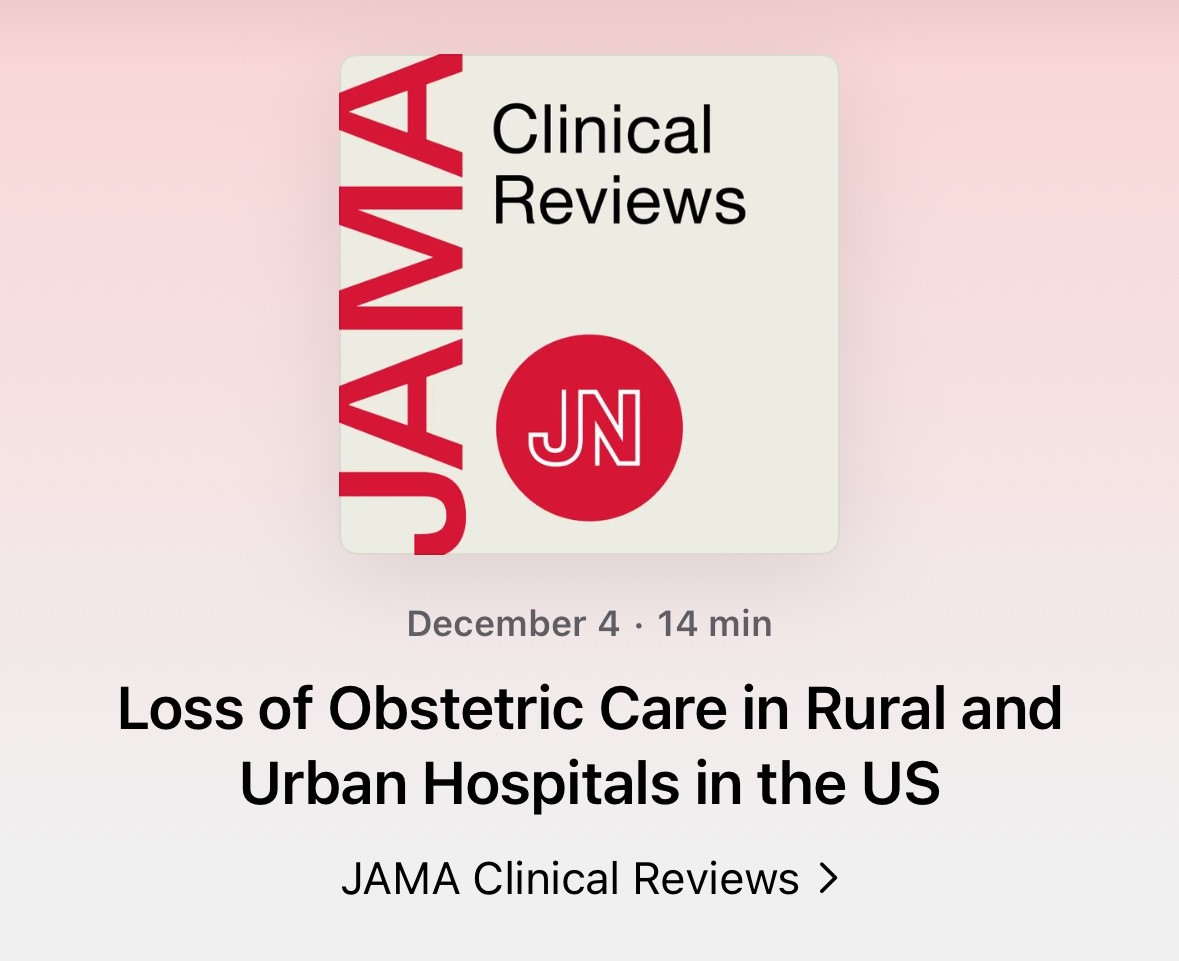 A research letter quantifies losses and gains of obstetric care at rural and urban short-term acute care hospitals in the US between 2010-2022. Author Katy Kozhimannil discusses this and more with JAMA Deputy Editor Linda Brubaker. 

ja.ma/49ma2DP