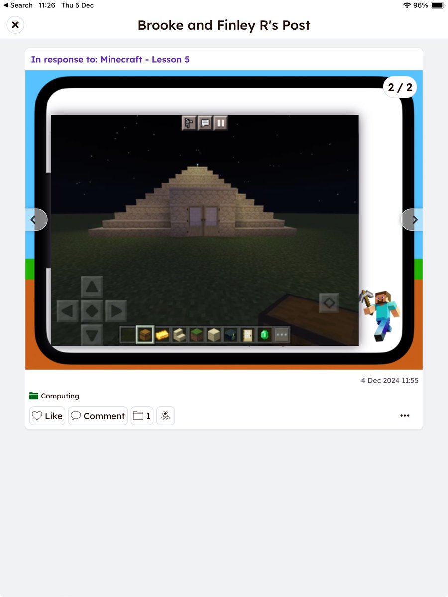 NewchurchCP's tweet photo. This half term, Year 4's computing topic is Minecraft. We designed and created Egyptian pyramids to hold treasures inside #NewchurchComputing https://t.co/vdFBK674uu