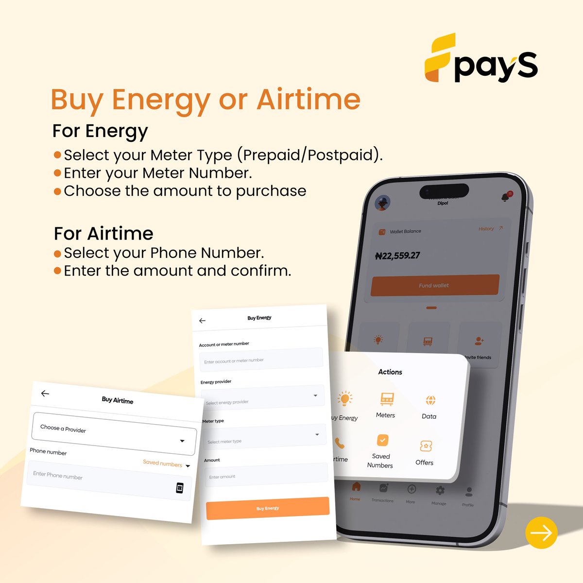 payS_app's tweet photo. Pay bills in seconds with PayS – Secure, Trusty, Reliable!🖤
#PaySApp
#ElectricityBillPaymentOnline
#ElecityBillPaymentInNigeria https://t.co/5m2GLxgeQ3