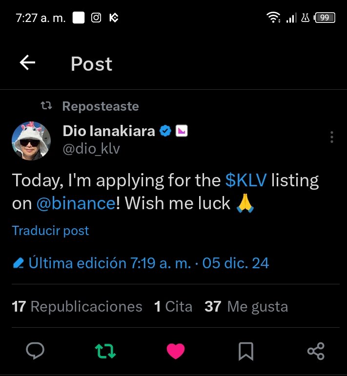 This 2025 will be glorious, the creator of one of the most complete and high-value crypto ecosystems $KLV and certainly the most undervalued. Today he applies for listing on the largest exchange in the world <a href="/binance/">Binance</a>. This will be epic $KLV listed on <a href="/binance/">Binance</a> #binancelistKLV