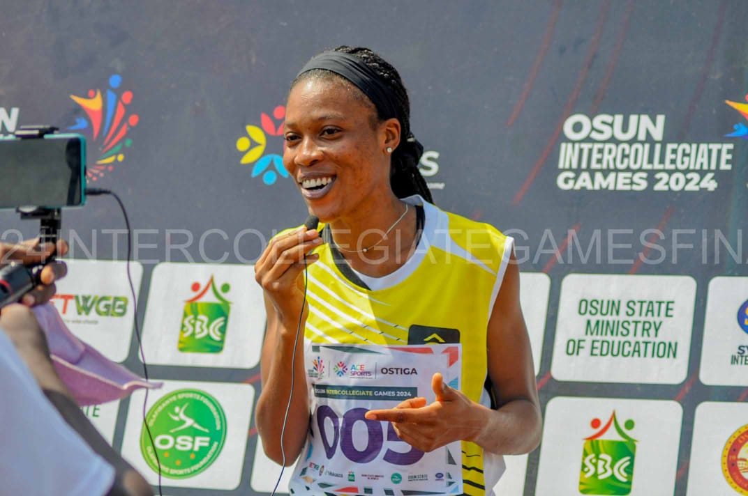 OsunInterCGames's tweet photo. 🏅 Adedoyin Oyeyemi of Obafemi Awolowo University storms to victory in the 100m (female category), clocking an impressive 12.51 seconds. Her performance lights up the track and secures a well-deserved gold medal for OAU! 🏃‍♀️🔥

#OsunInterCollegiateGames24 #AceSports https://t.co/RHoyQ4H00e