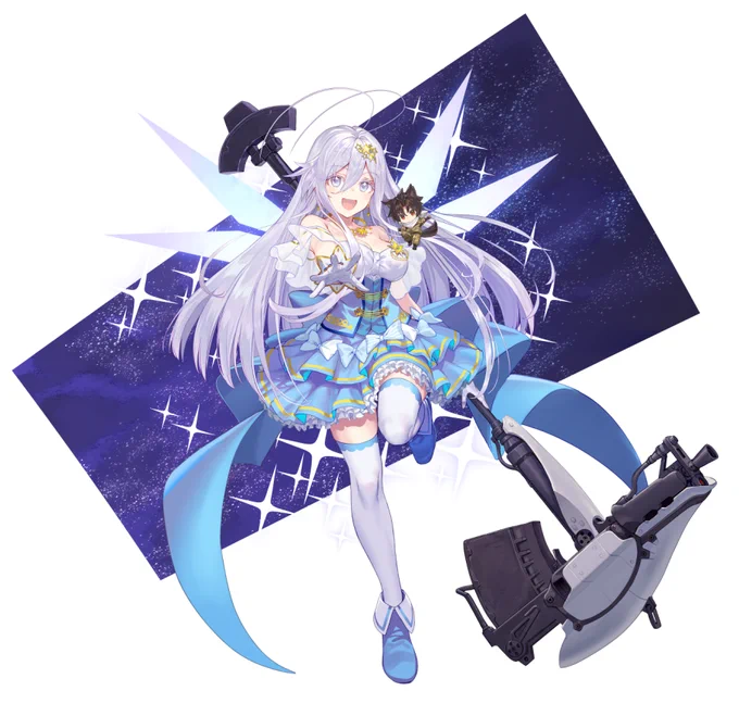 「86-エイティシックス-Alter.2 -魔法少女レジーナ☆レーナ~戦え! 銀河航行戦艦サンマグノリア~-」の表紙イラストの全身絵です 表紙で見えない部分も結構描いています。 #エイティシックス 