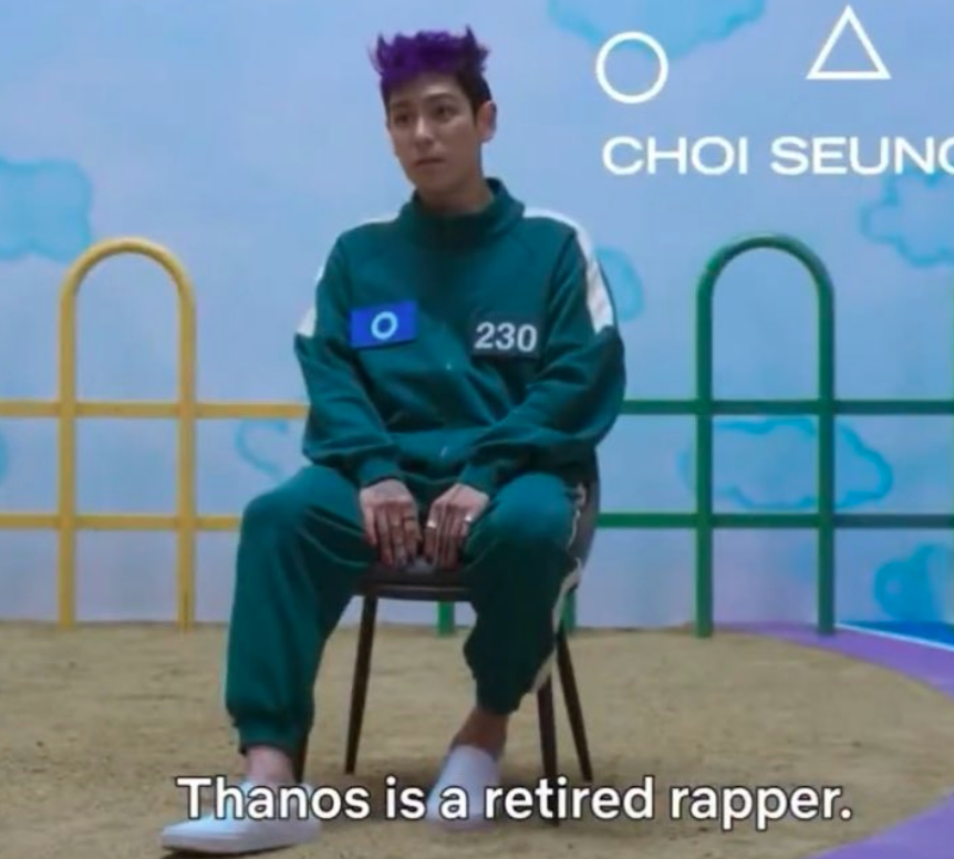 AboutMusicYT's tweet photo. T.O.P plays the role of a retired rapper in Squid Games Season 2, who lost all the money he invested. https://t.co/tUVr6szn6o