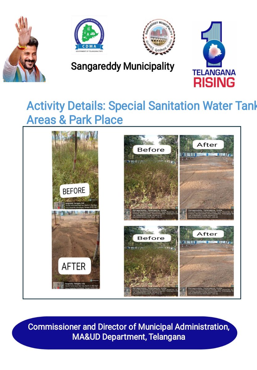 MC Sangareddy (@mc_sangareddy) on Twitter photo As a part of Praja Palana Vijayotsavalu Special Sanitation drive at Water Tank areas & Park Places in Sangareddy Municipality.
<a href="/tksreedevi/">TK Sreedevi</a>
<a href="/cdmatelangana/">C&DMA</a>
<a href="/PrlsecyMAUD/">Prl Secy MAUD.</a>
<a href="/SwachhBharatGov/">Swachh Bharat Urban</a>
<a href="/SBMU_Telangana/">SBM (U) TELANGANA</a>
<a href="/tgmepma/">TMEPMA</a>
<a href="/Collector_SRD/">Collector Sangareddy</a>
<a href="/ACLBSANGAREDDY/">AdditionalCollector Localbodies</a>
<a href="/TelanganaCMO/">Telangana CMO</a>
#TelanganaRising As a part of Praja Palana Vijayotsavalu Special Sanitation drive at Water Tank areas & Park Places in Sangareddy Municipality.
<a href="/tksreedevi/">TK Sreedevi</a>
<a href="/cdmatelangana/">C&DMA</a>
<a href="/PrlsecyMAUD/">Prl Secy MAUD.</a>
<a href="/SwachhBharatGov/">Swachh Bharat Urban</a>
<a href="/SBMU_Telangana/">SBM (U) TELANGANA</a>
<a href="/tgmepma/">TMEPMA</a>
<a href="/Collector_SRD/">Collector Sangareddy</a>
<a href="/ACLBSANGAREDDY/">AdditionalCollector Localbodies</a>
<a href="/TelanganaCMO/">Telangana CMO</a>
#TelanganaRising