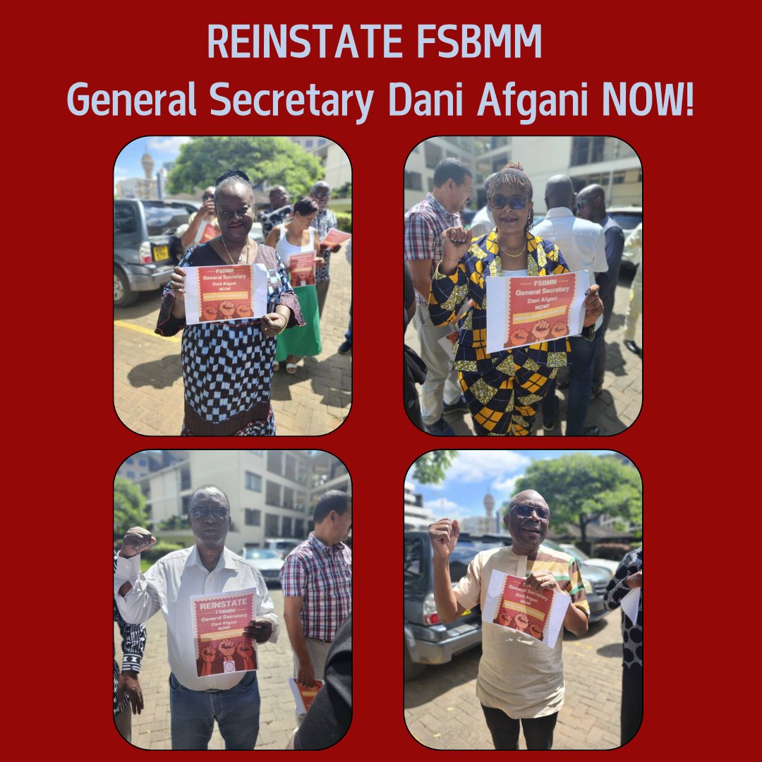 Excellent solidarity from IUF Africa union affiliates for the immediate reinstatement of <a href="/FSBMM1/">FSBMM</a> General Secretary, Bro. Dani Afgani ✊

#RespectTradeUnionRights #UnionRightsareHumanRights #ReinstateDaniAfganiNow