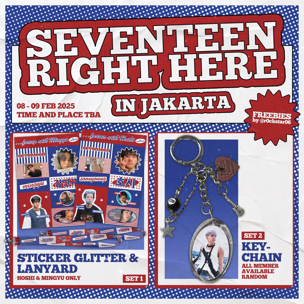 r0ckstar06's tweet photo. seventeen right here in jkt 𖦹 .ᐟ
freebies by @r0ckstar06  

✶ jis 8 - 9 feb 2025
✶ open for trade but online only

to claim:
✶ rt + Like 
✶ find me and show this post!

see you there  𖠋.ᐟ https://t.co/TThE57pODM