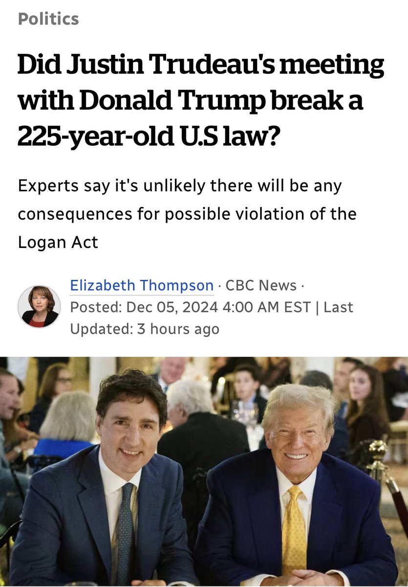 JHtheRabbit's tweet image. Did Trudeau’s secret Mar-a-Lago meeting with Trump break a 225-year-old U.S. law? 🧐 Experts say it’s a legal gray zone, but the stakes—trade, security, and power dynamics—couldn’t be higher. 🇨🇦🇺🇸 #LoganAct #DiplomacyDrama