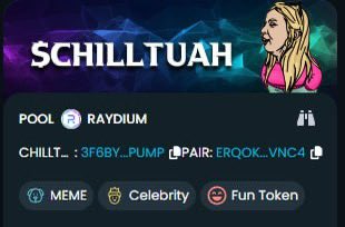 JUSTChillTuah's tweet photo. Dextools UPDATED⭐️

Don’t forget to click the⭐️button

$CHILLTUAH Big moves ahead! 💰🚀" https://t.co/st7MtOeTTy