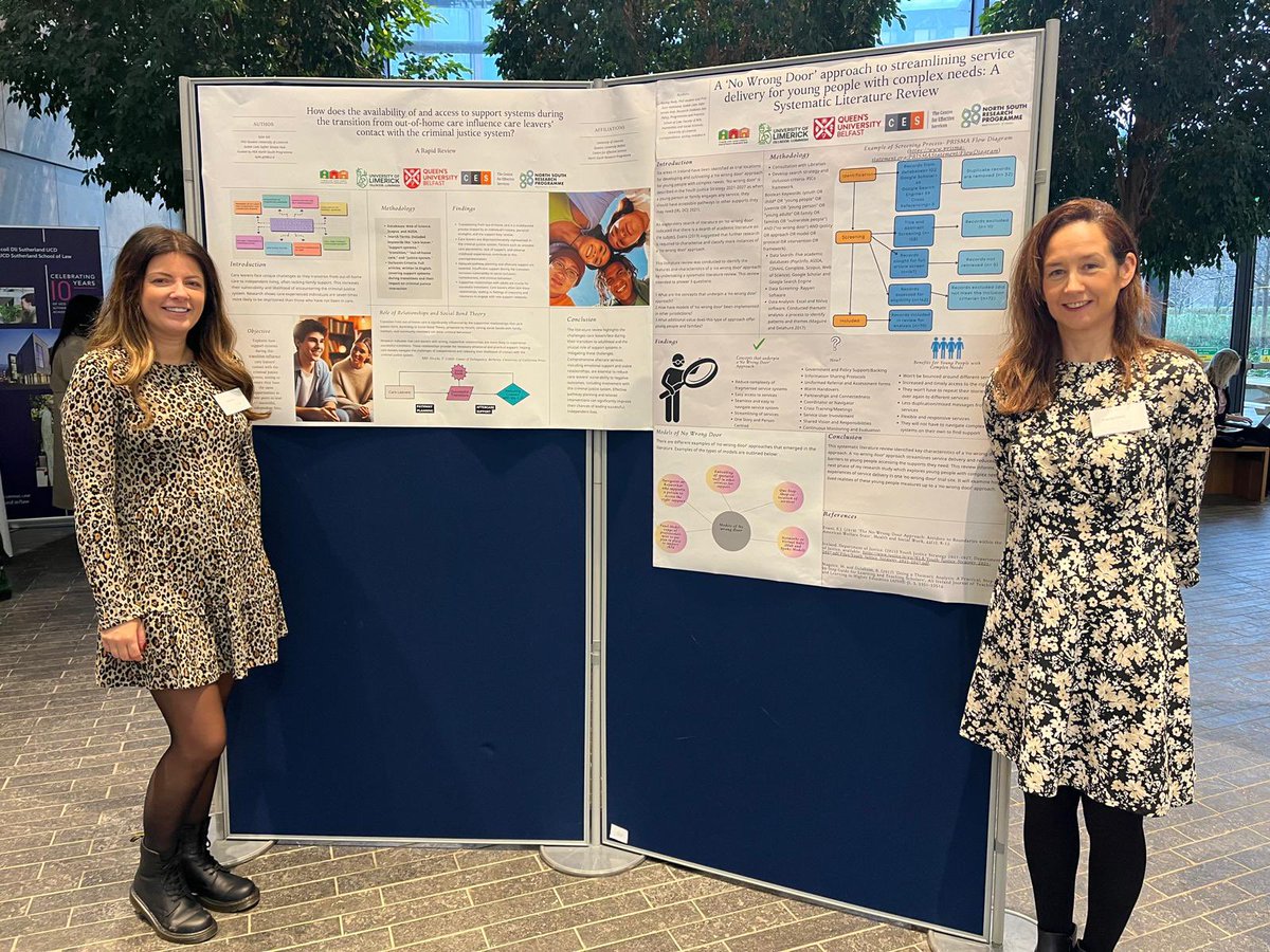 Presenting a poster on my literature review: “How does the availability and access to support systems during the transition from out-of-home care influence care leavers’ contact with the criminal justice system” at the annual <a href="/CRNINI/">Children's Research Network</a> conference with <a href="/Ais_Reidy/">Aisling Reidy</a>. <a href="/REPPP4/">Research Evidence Policy Programmes and Practice</a> <a href="/SLSSHub/">SLSSHub</a>