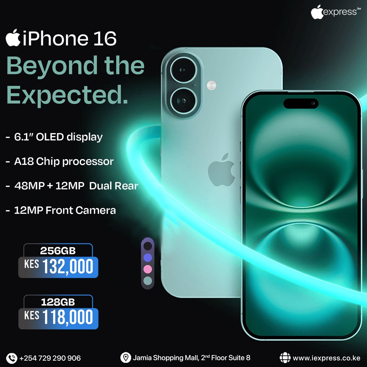 iexpresske's tweet photo. Capture brilliance with the all-new iPhone 16 — sleek design, unmatched performance, and cutting-edge innovation in every detail. 📱✨ 
#iPhone16 #iOS18 #iexpresske

☎️Call/WhatsApp Us: 0729 290 906
🇰🇪 Delivery Countrywide.
🌐https://t.co/NCdCfyUyvJ
📌Jamia Mall, 2nd Floor, Suite No.8