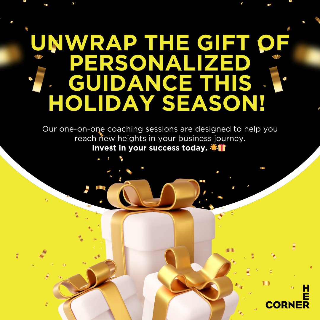 Elevate your business with personalized one-on-one coaching! 🚀✨
Your growth is the best gift you can give yourself. 🌟🎁