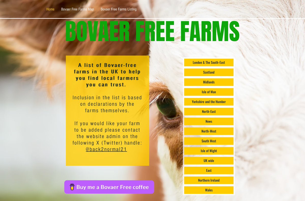 Nachosalazarx's tweet photo. List of Bovaer-free milk suppliers, courtesy of  @back2normal21.
Get your local non-toxic farm added

https://t.co/wWXtB668ys https://t.co/yfBxl9WTm2