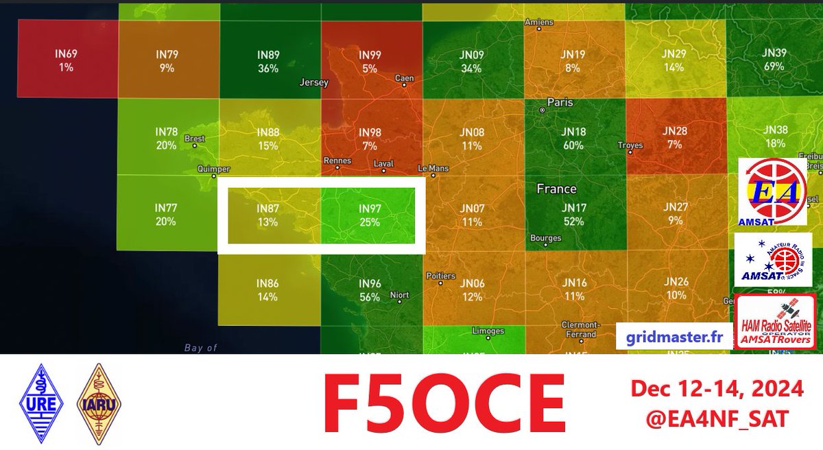 🇫🇷 𝗕𝗥𝗜𝗧𝗧𝗔𝗡𝗬 𝗦𝗔𝗧 ²⁰²⁴
🟠 DEC 12-14, 2024
▶️ DXCC : FRANCE
▶️ IN87+IN97
▶️ FM+SSB LEO SAT
⚠️ LoTW : 𝗙𝟱𝗢𝗖𝗘
👉 INFO : hams.at
<a href="/EA4NF_SAT/">🇪🇸 EA4NF Philippe 🛰️</a>

#AMSATRovers <a href="/GridMasterMap/">GridMasterMap</a>  #bretagne #F5OCE #amsat #brittany <a href="/k5zm_/">Ian K5ZM</a> #hamradio <a href="/ref_info/">REF</a> <a href="/amsatf/">Amsat-f</a> <a href="/EA1CS/">𝗗𝗫 𝗜𝗡𝗙𝗢</a>