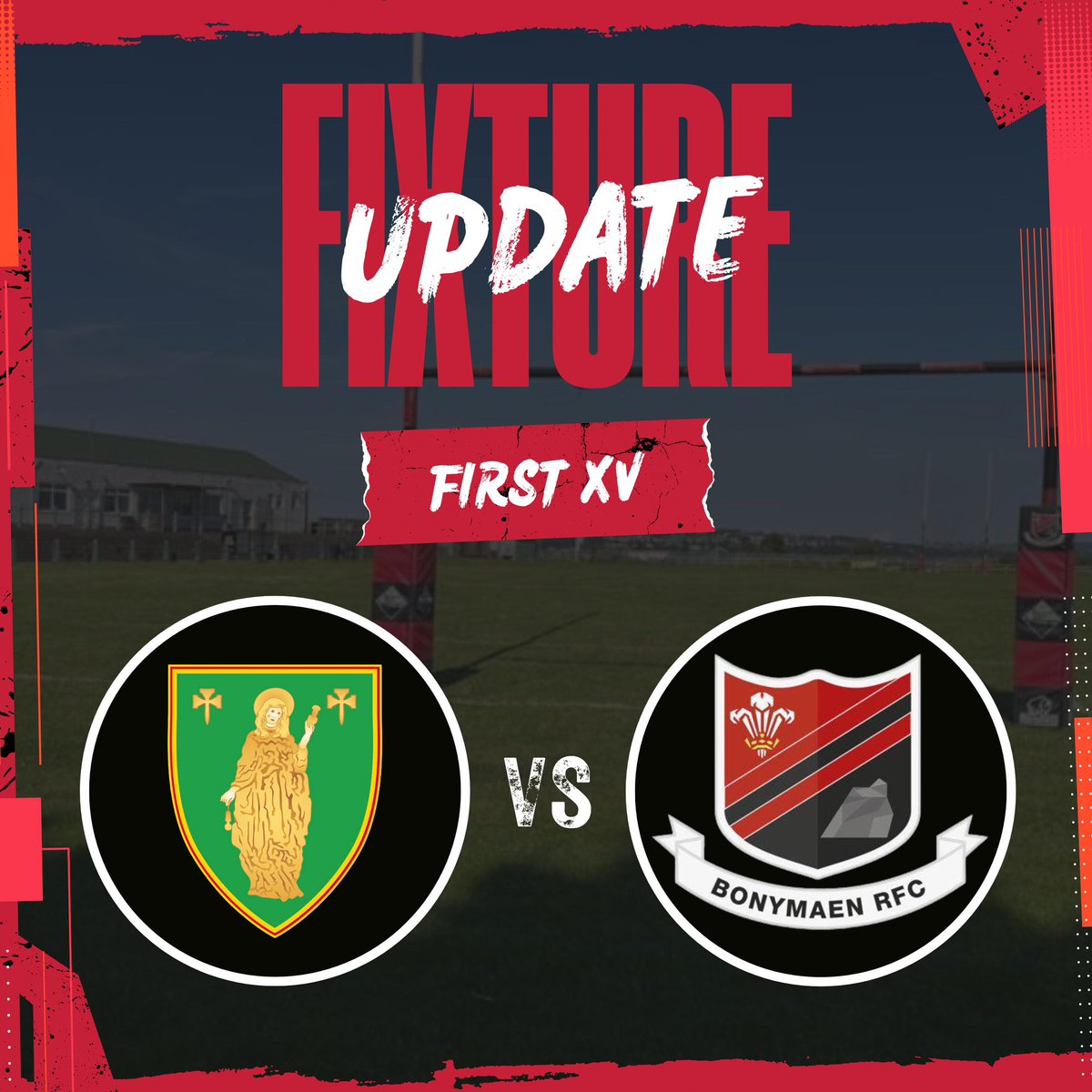 Fixture Update 🏉

This Saturday’s First XV game will now be Away.

<a href="/RFCMerthyr/">Merthyr RFC 🏉</a> have agreed to reverse this Saturday’s fixture to minimise the risk of the game being postponed due to the weather. 

#UppaMaen #wrucommunity