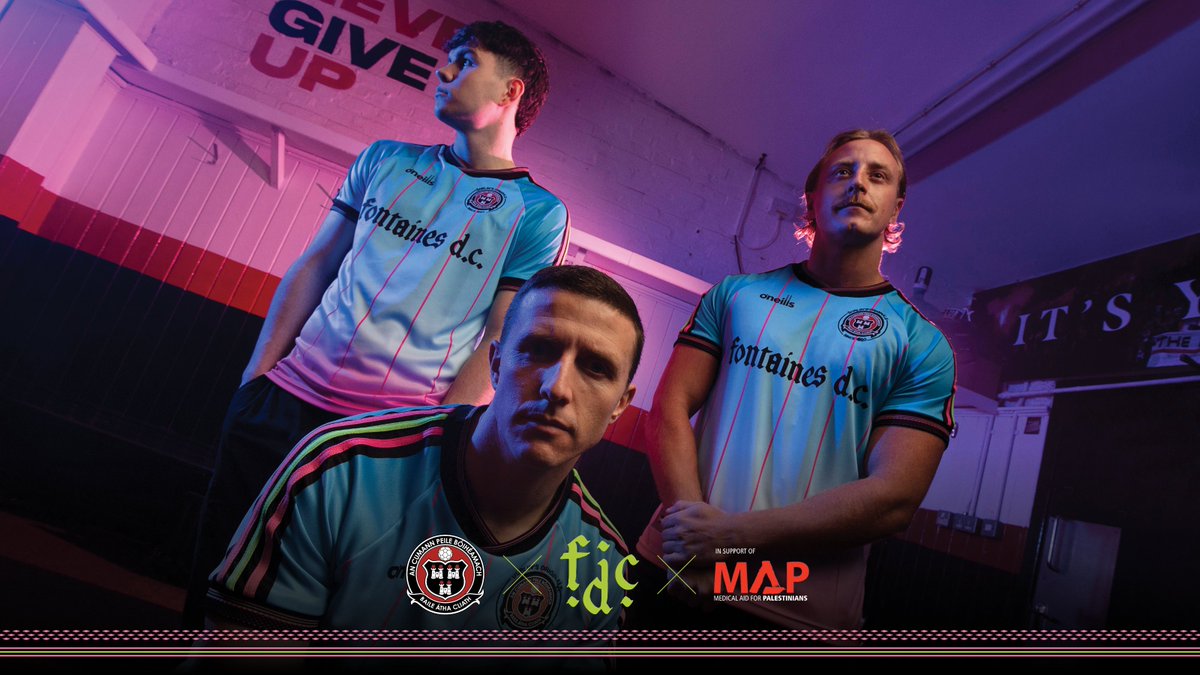Bohemian Football Club (@bfcdublin) on Twitter photo A closer look 🔎
Our 2025 third (alternative) kit in partnership with <a href="/fontainesdublin/">Fontaines D.C.</a> now ON SALE. ❤️🖤
Shirt sales will also raise significant funds for
<a href="/MedicalAidPal/">Medical Aid for Palestinians</a>, who were also a beneficiary of our match earlier this year against the Palestinian National team, to A closer look 🔎
Our 2025 third (alternative) kit in partnership with <a href="/fontainesdublin/">Fontaines D.C.</a> now ON SALE. ❤️🖤
Shirt sales will also raise significant funds for
<a href="/MedicalAidPal/">Medical Aid for Palestinians</a>, who were also a beneficiary of our match earlier this year against the Palestinian National team, to