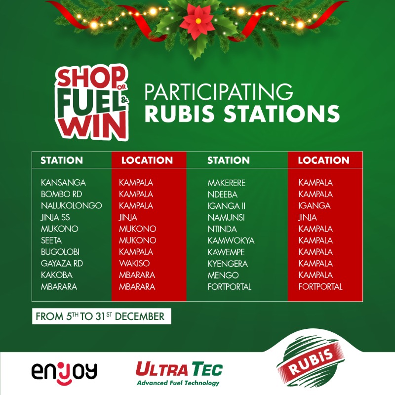 RUBiSEnergyUG1's tweet photo. We come bearing GOOD NEWS this Festive Season! 🎅🏽🎁

Shop or Fuel ⛽️ at any of our stations this month and stand a chance to WIN amazing RUBiS prizes.

Click here for details 👉🏾 https://t.co/zsiVzQ00Lj

#ShopOrFuelAndWin #RUBiSUG