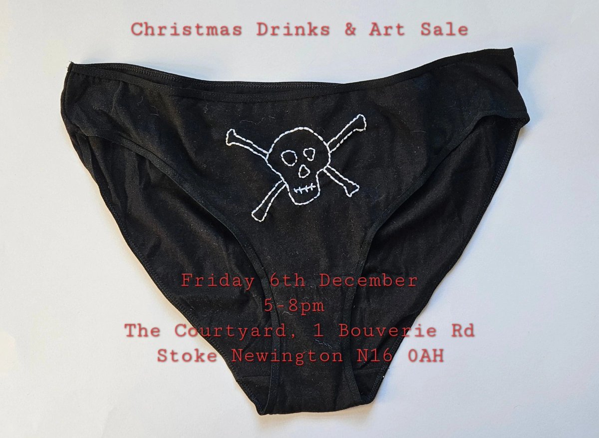Christmas presents? Here they are! Come to The Courtyard at 1 Bouverie Road N16 0AH on Friday, 5-8pm, &amp; Saturday, 2.30-6pm, for festive drinks &amp; snacks &amp; bonhomie, and art made by Mandee Gage, Sophie Parkin &amp; me