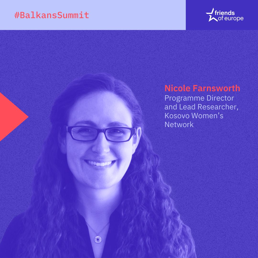 FriendsofEurope's tweet image. 🏛️ There are 4 key policy reforms that Western Balkan countries can prioritise to more inclusive economic development, Nicole Farnsworth - @KWN_RrGK contends at today’s #BalkansSummit.

“1) Increase women’s engagement in the labour force. #GenderAnalysis should be…