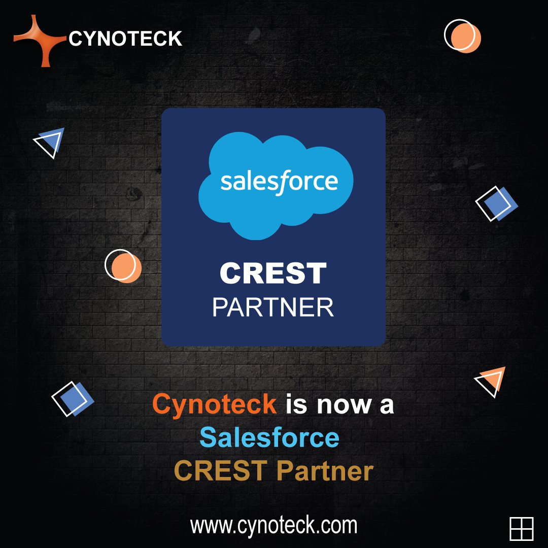 CynoteckTS's tweet image. It is with great pride that we announce that Cynoteck has achieved Salesforce Crest Partner status! 🚀✨

#Cynoteck #SalesforceCrestPartner #DigitalTransformation #SalesforceSolutions #TechnologyLeadership #Innovation #MilestoneAchievement