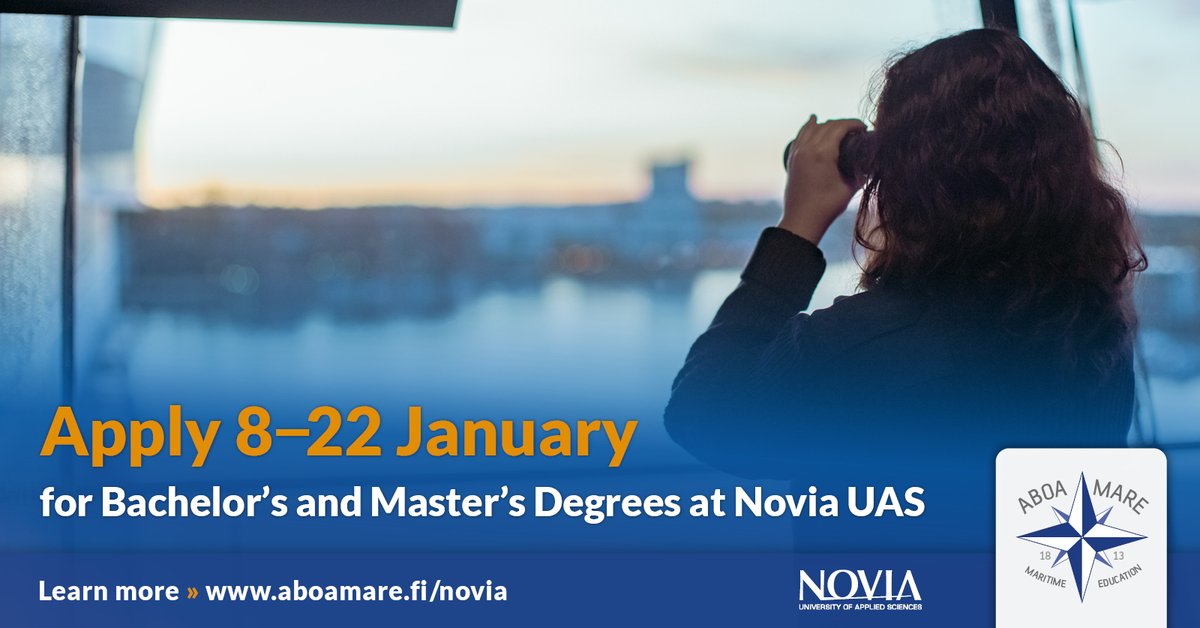 aboa_mare's tweet photo. Mark your calendars! 📆 Applications open 8 January for Bachelor’s and Master’s Degrees at Novia UAS.
🔗 Read more and apply 8–22 January 2025 » https://t.co/B7cPpAllRj

#MaritimeStudies #MaritimeEducation #BachelorsDegree #MastersDegree #Captain #MarineEngineer #NoviaUAS https://t.co/FPlalrglZR