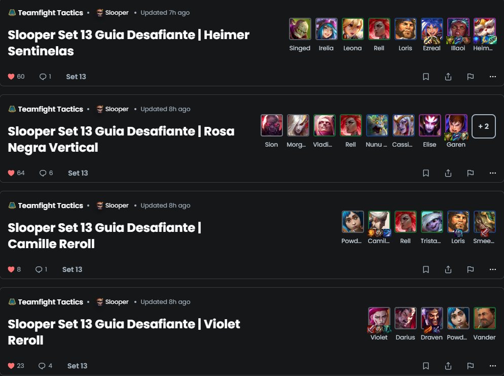 AS MELHORES COMPS PRA SUBIR DE ELO NO TFT

Ainda temos 6 dias de patch e o meta se mostrou bem variado, com diversas comps com potencial de ganhar os jogos

Trouxe pra vocês as SETE MELHORES COMPS do Patch 14.23c, todas com Guias Completos!

Link: tacter.com/@Slooper

RT = ❤️