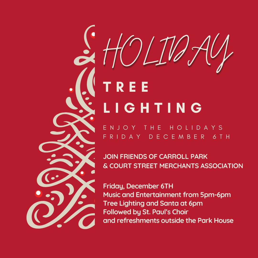 CarrollPark's tweet photo. Tomorrow night!

Join us for a magical evening at Carroll Park's Holiday Tree Lighting! 🎄❤️   Mark your calendars for Friday, Dec 6th, from 5pm-7pm. 

Tag us @carrollparkbrooklyn⁠

#treelighting #nycparks #Brooklyn #friendsofcarrollpark
#Christmas  #carrollparkbrooklyn https://t.co/twl2oR9tc2