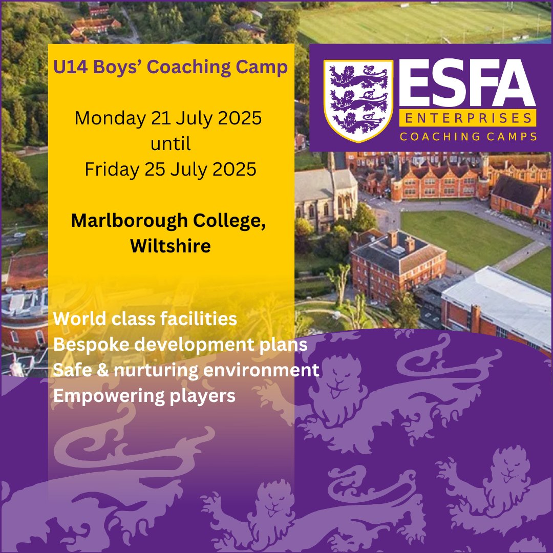 🗣️ Final call!

Registrations for our coaching camps close today at 5pm - make sure you secure your place for your U14 Boys &amp; U15 Girls by heading over to our website below 👇

esfaenterprises.com

🟣🟡⚪